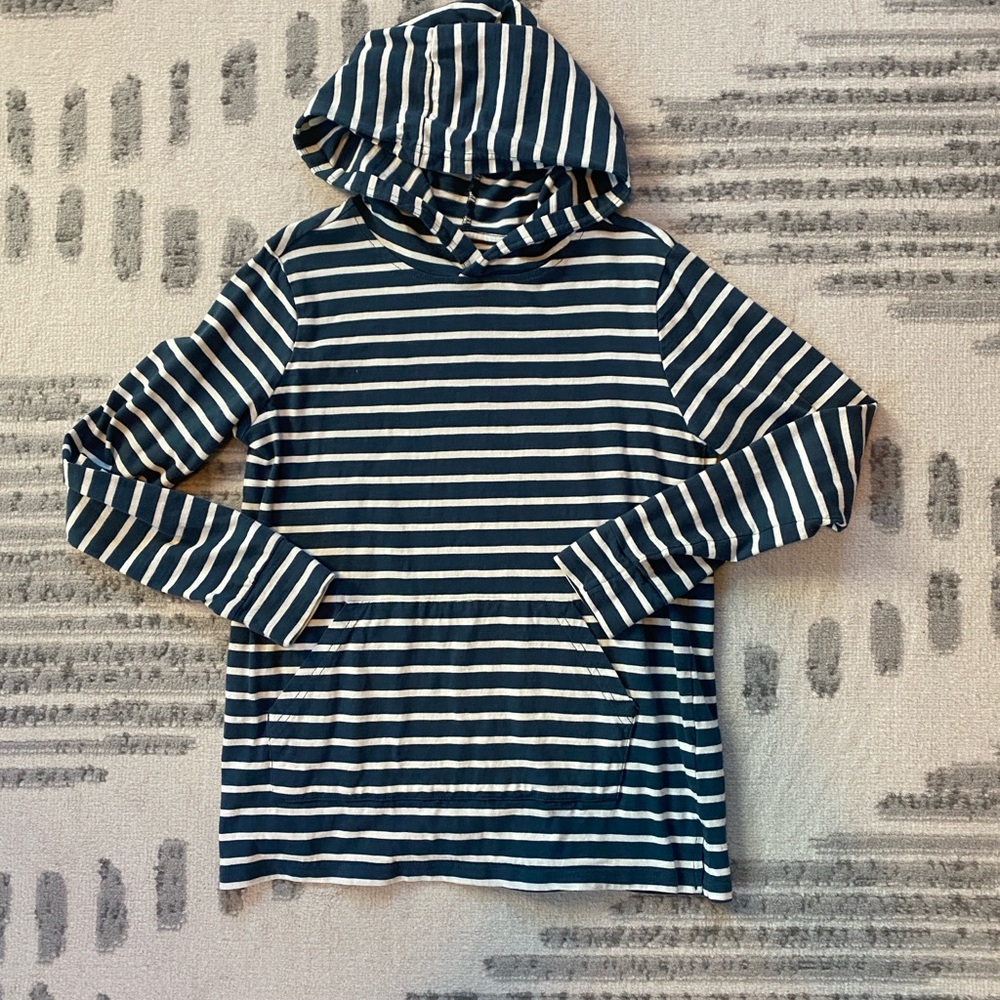 Great Shape! Quince Striped Navy and White Kids Hoodie Size 12